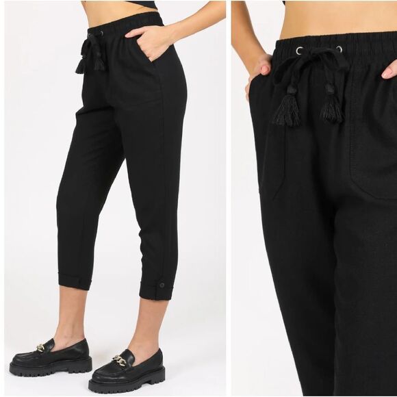 SoundStyle Country Rust Linen Blend Elastic Waist Convertible Pants Large - Picture 6 of 14